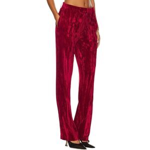 Steve Madden Mercer Crushed Velvet Pants in Chinese Red Women's XS NEW
